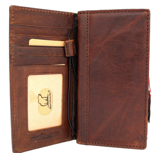 Genuine oiled leather Case for LG V40 book handmade wallet rubber holder cover luxury cards slots art dark brown daviscase pro