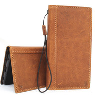 Genuine oiled leather Case for LG V40 book handmade wallet rubber holder cover luxury cards slots art dark brown daviscase 40 v l g uk