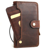 Genuine leather Case for iPhone xs max vintage cover credit cards wireless charge  slots luxury closure strap rubber