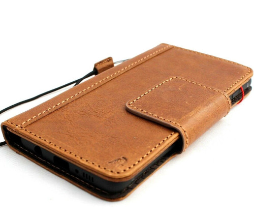 Genuine real leather Case for Samsung Galaxy S10 Plus wireless charging rubber holder vintage book wallet handmade daviscase S 10 Tan de