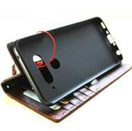 Genuine oiled full leather Case for LG V50 book handmade wallet rubber holder cover slim cards slots  art dark brown ID 