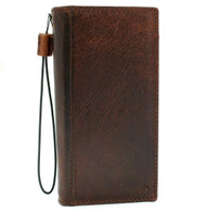 Genuine real leather case for Samsung Galaxy Note 10 plus book wallet handmade cover slim retro luxury brown cards slots rubber Window