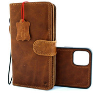 Genuine Leather Case For IPhone 11 Vintage Cover Credit Cards Removable Detachable Book Magnetic Slots Luxury Holder Rubber 