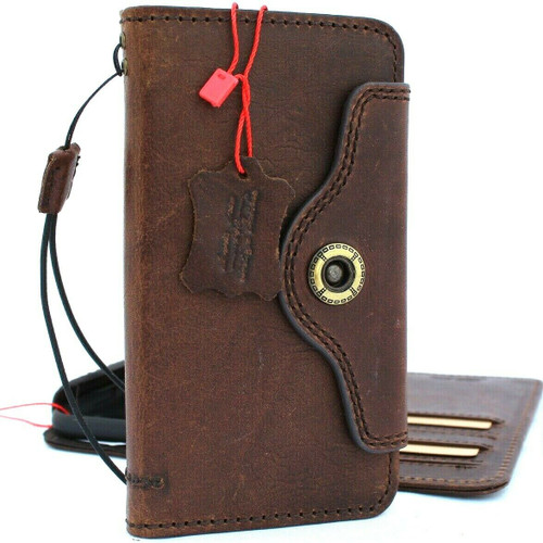 Genuine real leather Case for iPhone 11 Pro Max vintage cover credit cards slots luxury holder rubber Daviscase flip ID Handmade Dark brown