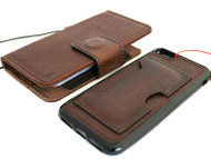 Genuine Vintage Dark Leather Case for iPhone 7 PLUS Book Wallet Cover Detachable Flip Soft  Holder Stand Wireless Charging DAVIS