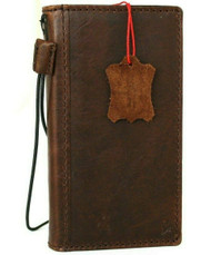 Genuine Natural Dark Leather Case For Apple iPhone 12 Wallet Vintage Style Credit Cards Cover Book Slim DavisCase