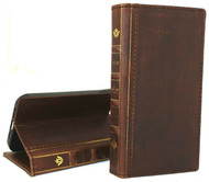 Genuine Soft Dark Leather Case For Apple iPhone 12 Pro Max Wallet Vintage Bible Design Slim Cover Book DavisCase
