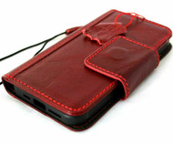Genuine Red Leather Case For Apple iPhone 12 Wallet Luxury Cover Book Magnetic Closure Cards ID Window Davis 