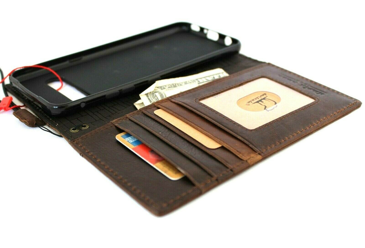 Genuine Dark Leather Case for LG V60 Book Wallet Cover Slim Soft Cards  Slots Vintage Style Handmade DavisCase - Shop-Leather
