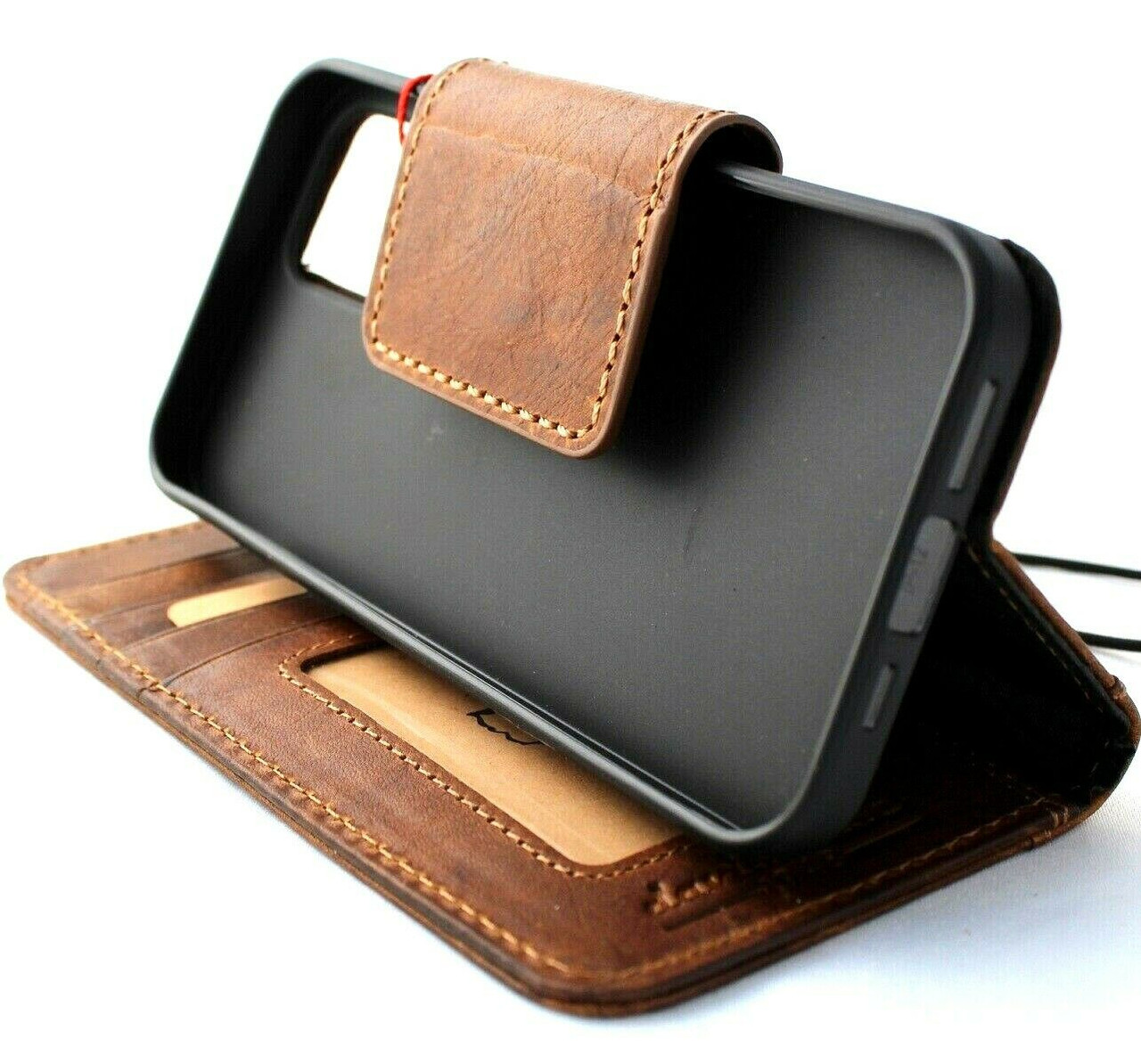 Genuine Leather Wallet Case For Apple iPhone 13 Pro Max Book Credit Ca –  DAVISCASE