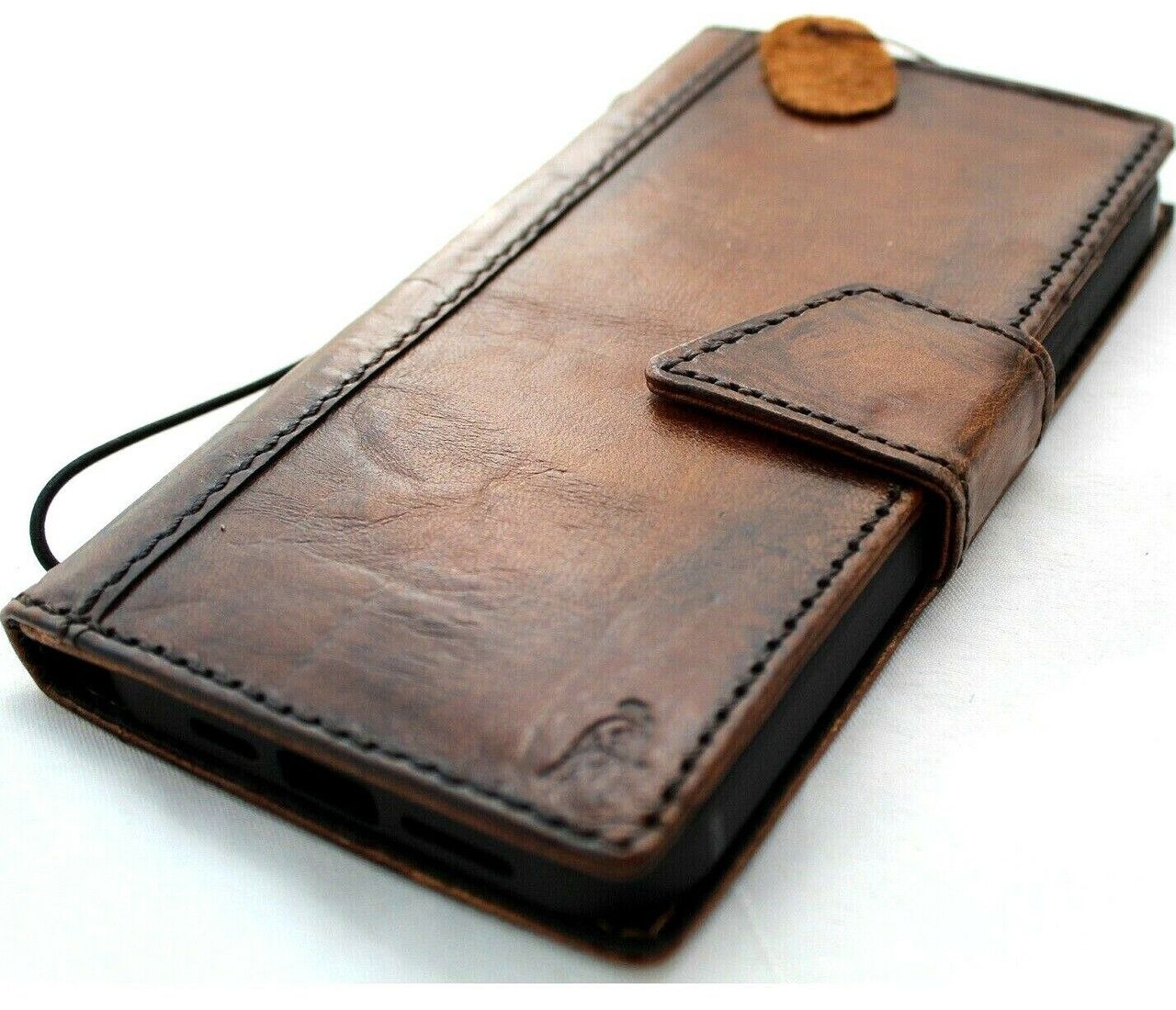 Novada Genuine Leather iPhone 12 Pro Max Case Credit Card Wallet Tan