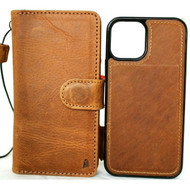 Genuine Tan Leather Case Apple iPhone 13 Pro Max Wallet Cover Credit Cards Removable Magnetic  Davis
