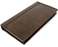 Genuine Dark Oiled  Leather Wallet Case for iPhone 13 Pro Max Cover Bill Slots Stand Rubber Slim Design DavisCase
