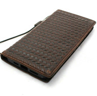 Genuine Full Leather Wallet Case For Apple iPhone 13 Pro Max Book Cover Credit Cards Slots ID Window  Braid Design Davis