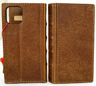 Genuine Tan Leather Case For Apple iPhone 13 Pro Wallet Vintage Bible Style Cover Book DavisCase