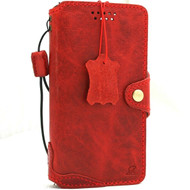 Genuine Soft Leather Case For Apple iPhone 13 Wallet Vintage Style Cover Book Red Slim Design top Grain DavisCase