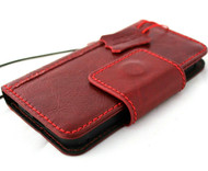 Genuine Natural Soft Leather Case For Apple iPhone 13 Mini Wallet Luxury Cards Cover Red Magnetic Closure Davis
