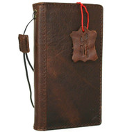 Genuine Full Dark Leather Case For Apple iPhone 13 Mini Book Wallet Vintage Design Soft Cards Cover DavisCase