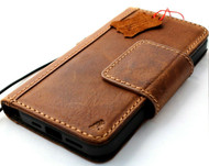 Genuine Tanned Leather Wallet Case For Apple iPhone 13 Book ID Window Vintage Credit Cards Slots Soft Cover Full Grain Slim DavisCase