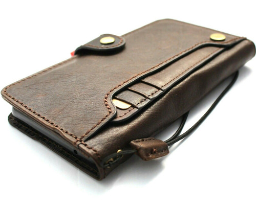Genuine Full Leather Case for Google Pixel 6 Book Wallet Cards Holder Suede Style Stand Luxury Davis HandMade 1948 Dark 