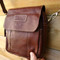 Genuine real Leather Shoulder Bag Sling Rugged Vintage BROWN Cowhide small man s