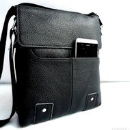 Genuine 100% full Leather Shoulder men Bag  black Cowhide hfor ebook tablet tab cross body 