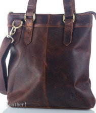 Genuine real leather woman man bag brown purse Vintage tote new retro top style