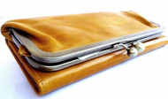 Genuine 100% leather woman purse tote Ladies wallet Clutch zipper card beige - brown bag