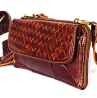 Genuine real leather woman Should bag brown / bordo purse Vintage tote Handbag Retro 60s