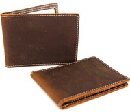 Men's Genuine Leather wallet Bill credit card slots slim handmade Id retro oiled Jafo 1948