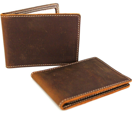 Men's Genuine Leather wallet Bill credit card slots slim handmade Id retro oiled Jafo 1948