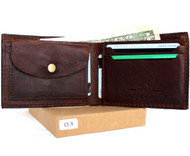 Genuine Leather men's vintage wallet Bifold Card Holder slim small Thin cards slots brown daviscase