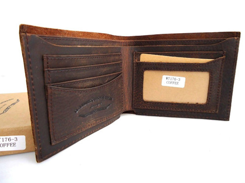 New Men's Vintage Genuine Leather Bifold ID Credit Card Money Holder Wallet slim 