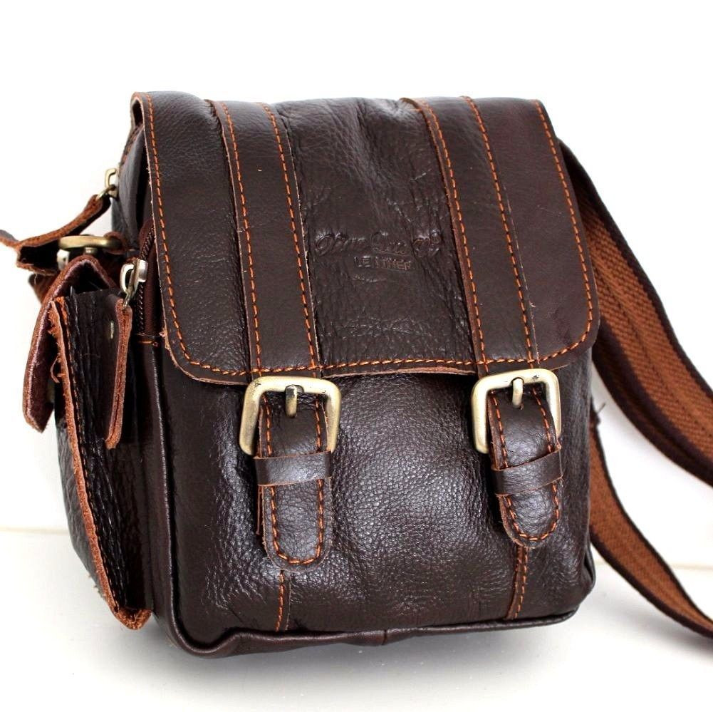 Genuine real natural Leather Shoulder Belt Bag Messenger small man