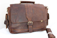 Genuine vintage leather men messenger shoulder bag  handbag cowhide tote cross body 13 12 9 Jafo
