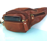 Genuine Leather Bag man Pouch Fanny Pack Accessories Phone Wallet Pocket Waist brown