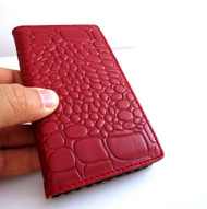 genuine soft leather Case for Samsung Galaxy S4 s 4 book wallet handmade id red crocodile Model