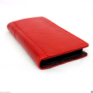 genuine real leather case for iphone 5 5s cover book wallet stand holder red RETRO