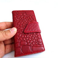 genuine leather Case For Samsung Galaxy Note 3 book wallet handmade brown new red wine 