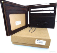 Men Money Clip Genuine vintage Leather wallet Bag Coins creditcards ID retro brown