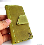 genuine vintage leather case for iphone 5 5s book wallet cover new handmade cards skin apple green 