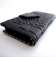 genuine vintage leather case for iphone 5 5s book wallet cover new handmade crocodile Model black