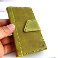 genuine full leather Case for Samsung Galaxy S4 s 4 book wallet handmade skin uk  retro green 