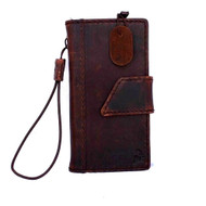 genuine vintage leather case for iphone 5 SE book wallet closure cover stand holder cards slots slim dark brown classic daviscase