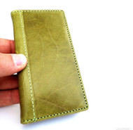 genuine natural leather case for iphone 5 5s book wallet cover new handmade cards skin apple green 