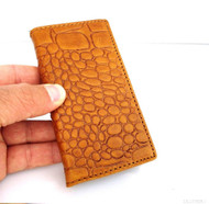 Genuine natural leather brown color iPhone 5 5s case cover with wallet credit card holder crocodile model ru