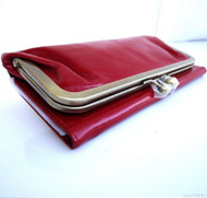 Genuine real leather woman purse wallet Clutch Coins bag red bordo skin ta