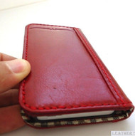 genuine full leather Case For Samsung Galaxy Note II 2 book wallet handmade red