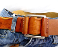 Genuine full Leather belt 43mm mens womens Waist handmade classic bright brown 60's p size M