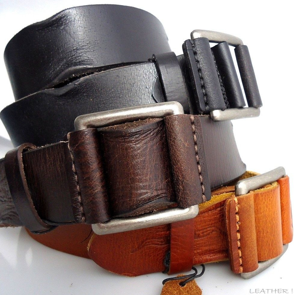 Genuine real Leather belt 43mm mens womens Waist handmade classic 60's D size S
